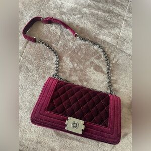 Burgundy Quilted Chain Bag
